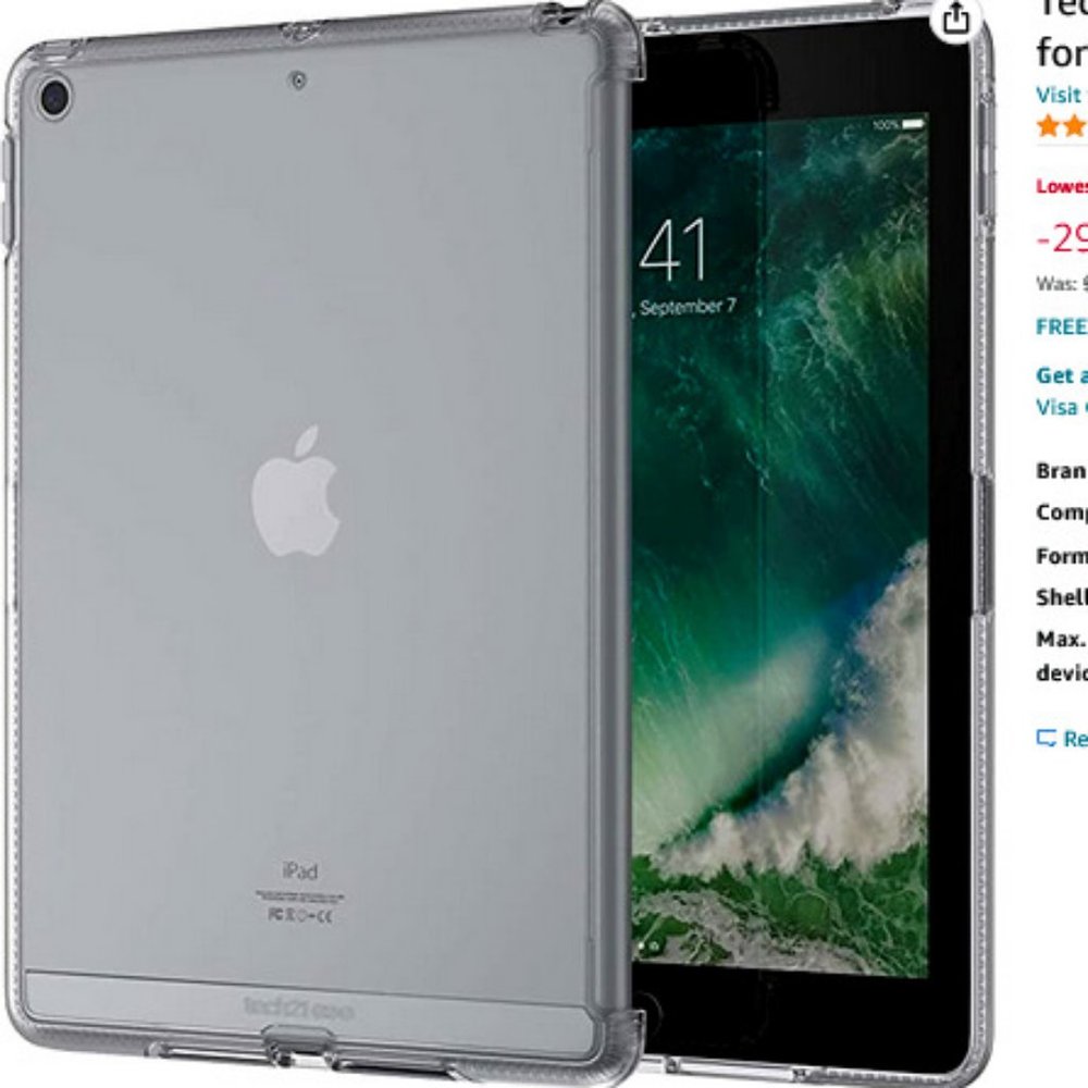 tech21 Impact Clear Series Hybrid Hard Case for iPad 9.7" (5th Generation)